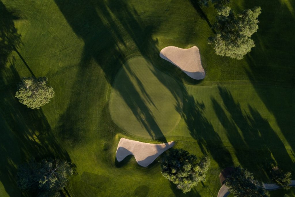 aerial shot of golf course